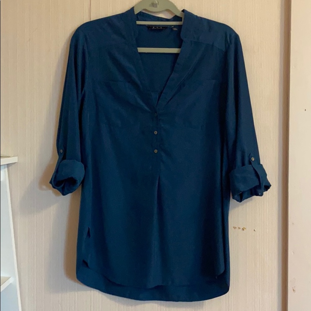 Blue Silk Tunic Blouse